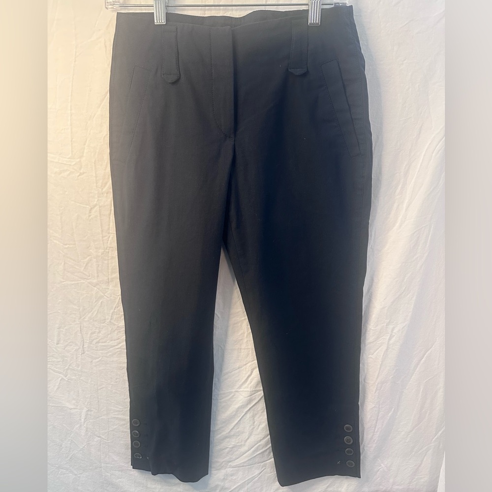 Gunex Made in Italy Black Tailored Ankle Pants Button Hem Size US 2